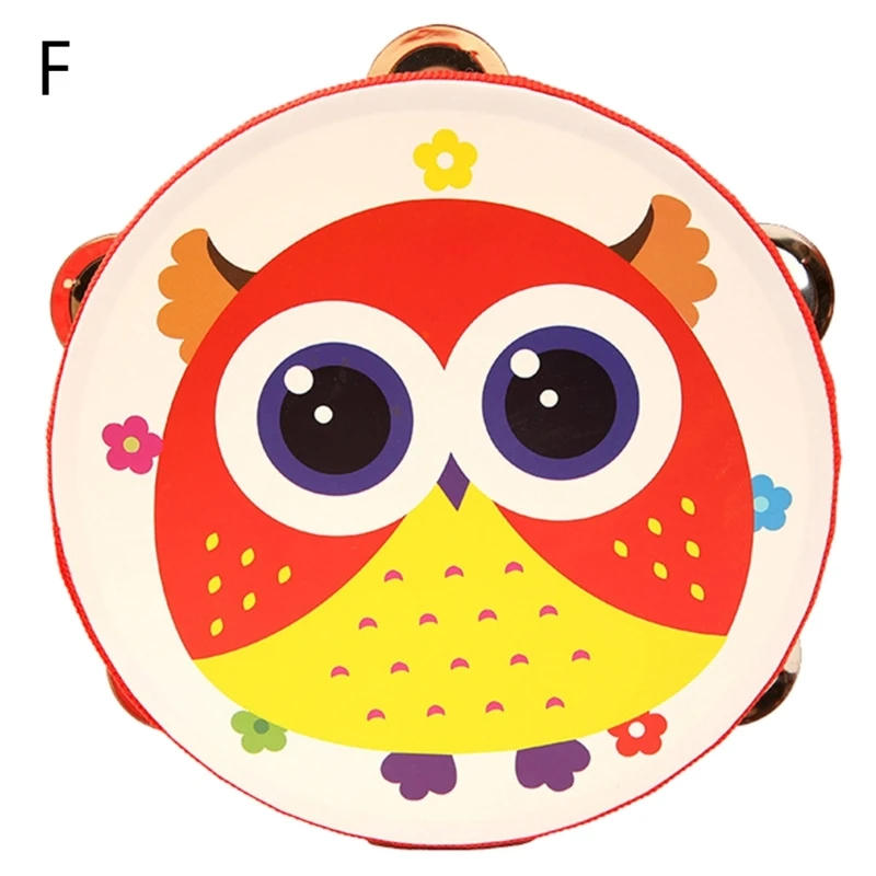 Description Picture 6 of item652D Wood Mini Tambourine Hand Bell Drum for Toddlers Kids 6inch Cute Tambourine Kids Wood Percussion Instrument
