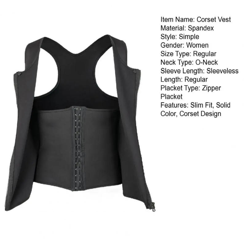 Description Picture 3 of itemSlimming Vest Men's Slimming Corset Vest with Double-layer Tummy Control Zipper Placket Fat Burning Belt O-neck for Body