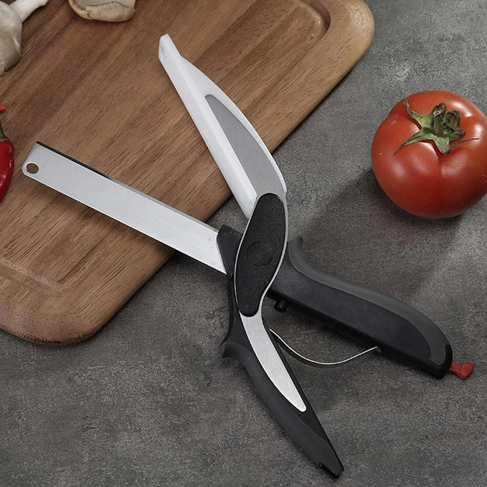 Description Picture 3 of itemDobeli Separable Stainless Steel Barbecue Steak Cutting Shear Household Vegetable Scissors 2 In 1 Multi Kitchen Tool Fruit Knife