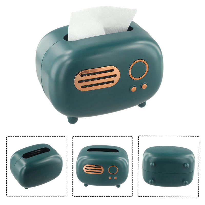 Description Picture 2 of itemTissue Box Radio Model Desktop Paper Holder Wet Wipes Decoration Box For Home Car Office Paper Tissue Organizer Green/pink/red