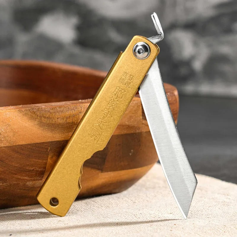Description Picture 5 of item2024 New Steel Pocket Folding Knife Camping Hunting Copper Handle Knives Outdoor Survival EDC Tool pocket knife