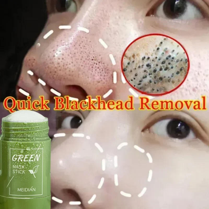 Description Picture 4 of itemRemove Blackhead Mud Mask Green Tea Face Clean Stick Dispel Pimple Blemish Shrink Pores Oil Control Exfoliating Whiten Skin Care
