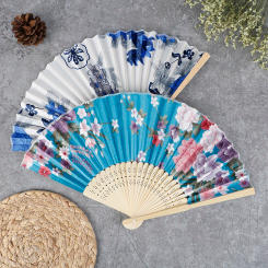 1PC Original Wooden Hand Flower Bamboo Pocket Fan Decoracion Fiestas Chinese Japanese Folding For Home Decor