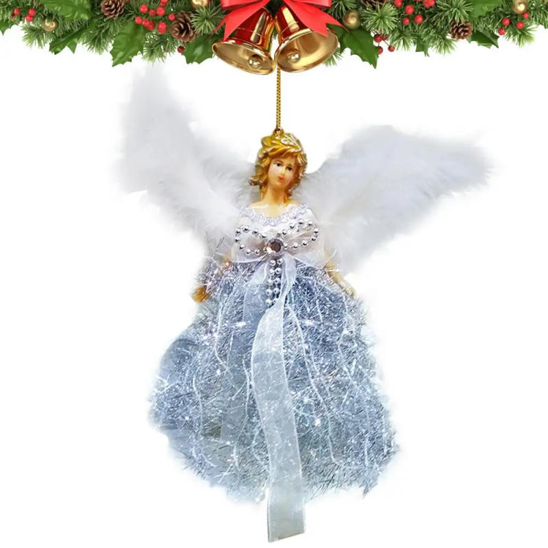 Description Picture 4 of itemChristmas Angel Pendant Hanging Angels Christmas Tree Ornaments Christmas Tree Angel Topper With Wings Handmade Holiday Angel