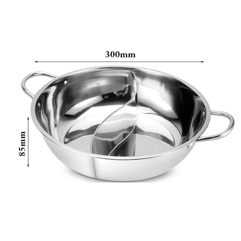 Description Picture 6 of item28/30cm Twin Divided Hot Pot Stainless Steel Hotpot Kitchen Cooker Home Cooking Cookware Dish Plate Compatible Cooker Gas Stove