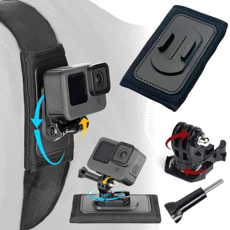 Description Picture 2 of item1Set Camera Buckle Backpack Shoulder Strap Action Camera Accessory 360° Rotate Camera Belt Mount Adjustable J-Hook