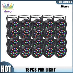 No Tax 20Pcs 18LED RGB Par Lights RGB Wireless DMX512 For DJ Disco Party Remote Control Polypropylene Lighting