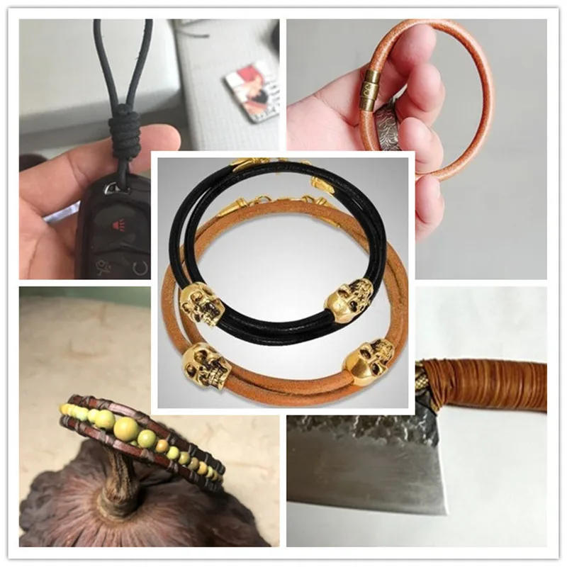 Description Picture 6 of item5 Yards Retro High Quality Genuine Leather Cord Round/Flat Strand Cow Leather Rope Fit Necklace Bracelets DIY Jewelry