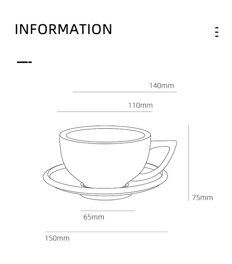 Description Picture 2 of itemMHW-3BOMBER 280ml Ceramic Coffee Cup with Saucer & Spoon Set Art Latte Espresso Mug for Tea Cappuccino Home Kitchen Accessories
