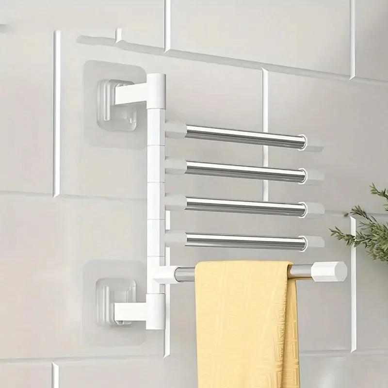 Description Picture 3 of item1pc Stainless Steel Rotatable Towel Rack, Kitchen & Bathroom Rotatable Towel Holder Shelf