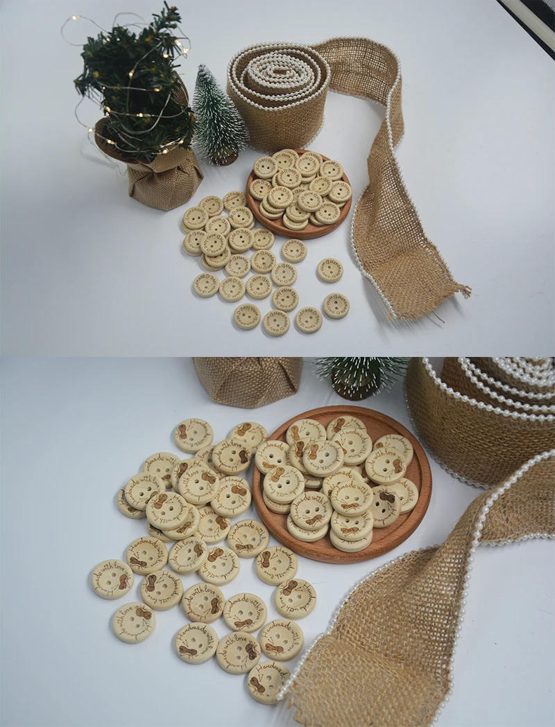 Description Picture 6 of item100/25 PCS DIY Wood Buttons For Clothing Wooden Craft Supplies Sewing Material Handmade Accessories Scrapbooking Gift Handwork