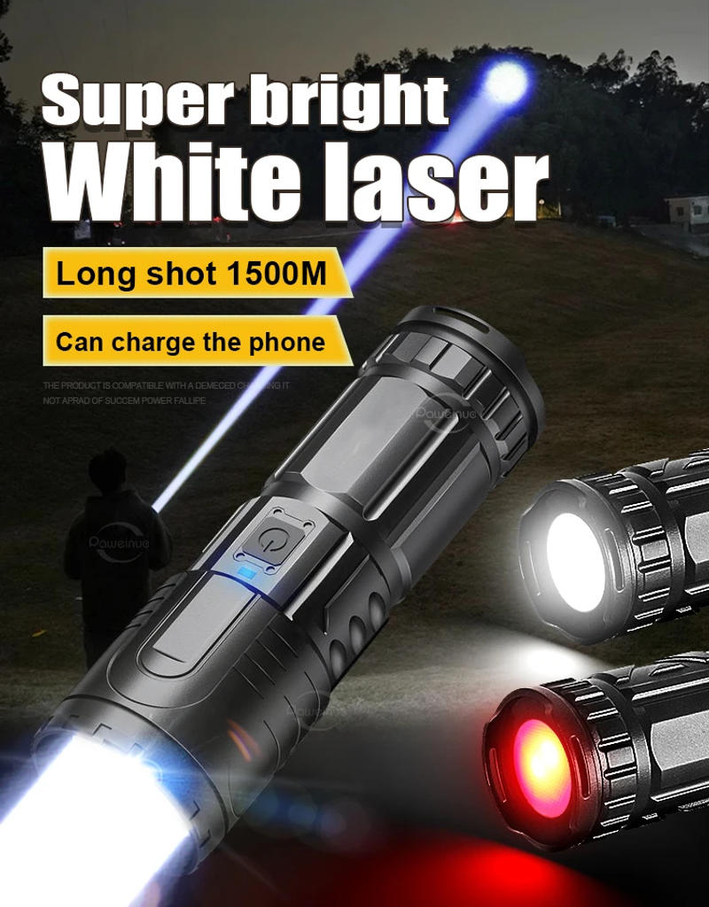 Description Picture 3 of itemPortable LED Flashlight 90000LM Rechargeable Lighting Super Bright Torch Zoom Shot Long Built-in Battery Flashlight For Camping