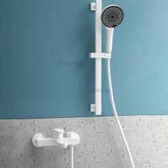 European Brass Thermostatic Shower Faucet For Bathroom White Shower Head Faucet Kit Household Shower System Accessories