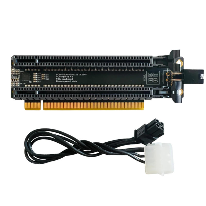 Description Picture 4 of itemPCI-Express 4.0 3.0 x16 1 to 2 Expansion Card Gen4 Gen3 Split Card PCIe-Bifurcation x16 to x8x8 20mm Spaced Slots