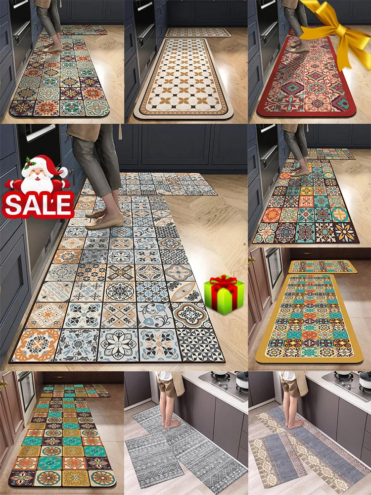 Description Picture 2 of itemNon-slip Kitchen Mat Crystal Velvet Super Absorbent Floor Mats Kitchen Long Carpets Bathroom Entrance Door Mat Bedroom Long Rugs