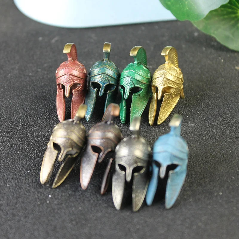Description Picture 5 of itemBrass Ancient Greece Spartan Warrior Scar Helmet Umbrella Rope Knife Bead Jewelry DIY Paracord Keyring Lanyard Pendant Accessory