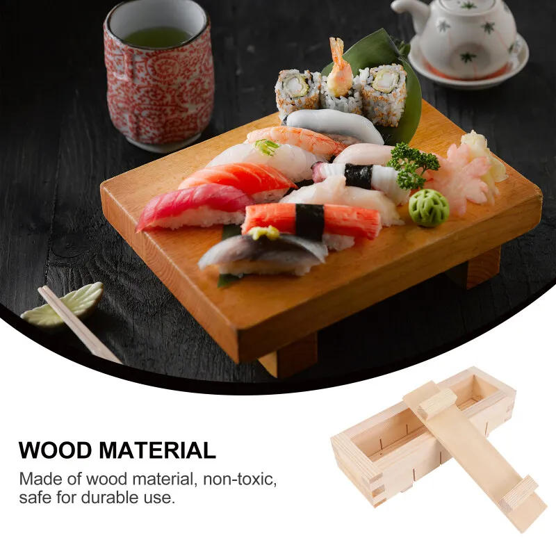 Description Picture 2 of itemSushi Press Mold Wooden Rectangular Nigiri Rice Oshizushi Box Sushi Rice Roll Maker Kitchen Gadget Home Restaurant kichen tool