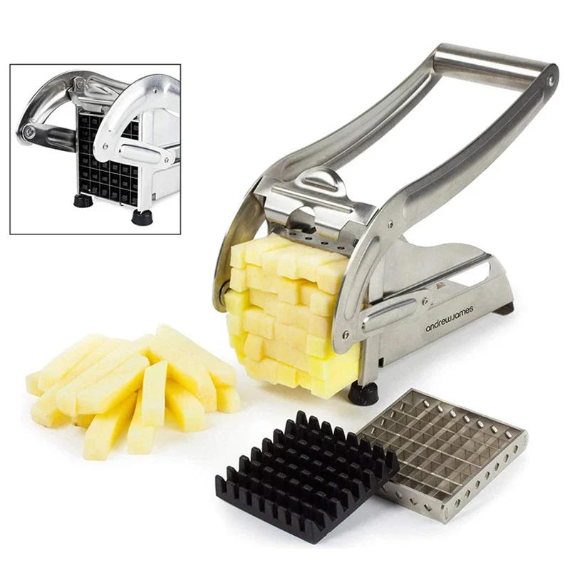 Description Picture 3 of itemStainless Steel Potato Slicer Potato Cutter French Fries Machine For Kitchen Manual Fruit Vegetable Food Chopper Masher Gadgets