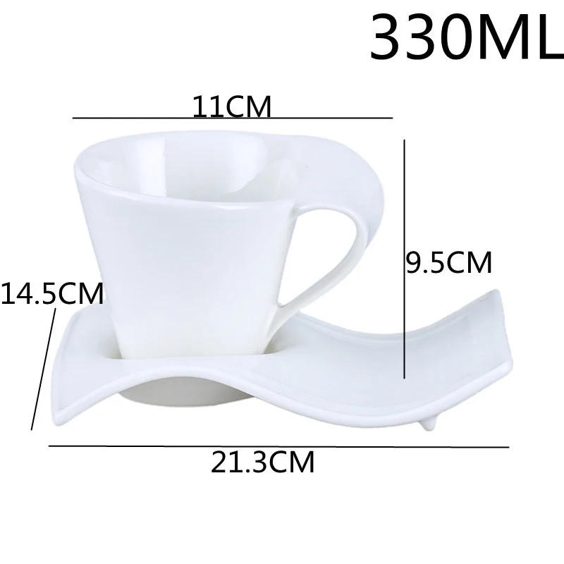Description Picture 6 of itemEuropean Wave Porcelain Coffee Cup & Saucer Set White Ceramic 90ml/130ml/200ml300ml Coffee Cup Breakfast Dessert Mug Home Decor