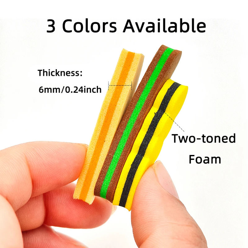 Description Picture 3 of item15PCS/Set Pre-cut Shape Two-toned Floating Foam Body Fly Fishing Tying Material for Grasshoppers Land Insects Imitations Lure
