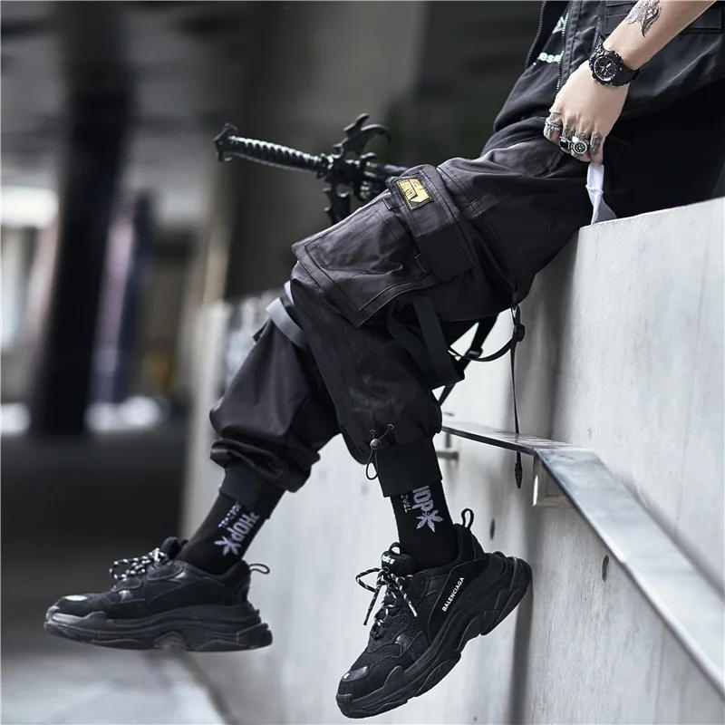 Description Picture 4 of itemDark high street functional style work trousers concealer tactical multi-pocket leggings casual pants