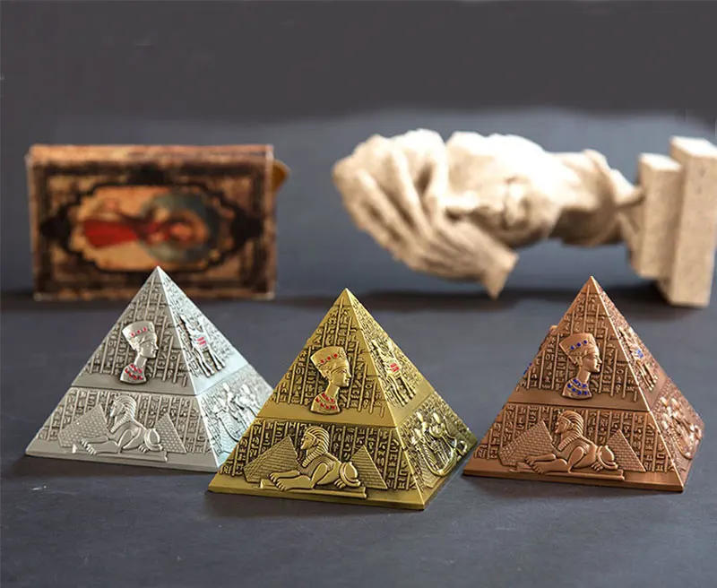 Description Picture 3 of itemRetro Cigarettes Ashtrays Egyptian Pharaoh Pyramid Shape Metal Ashtray Home Desktop Decoration Gift Portable Smoke Accessories