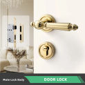 Mute or Magnetic Door Lock Wooden Door Locks Body Indoor Bedroom Golden Household Split Wood Door Lockest Handle Knob