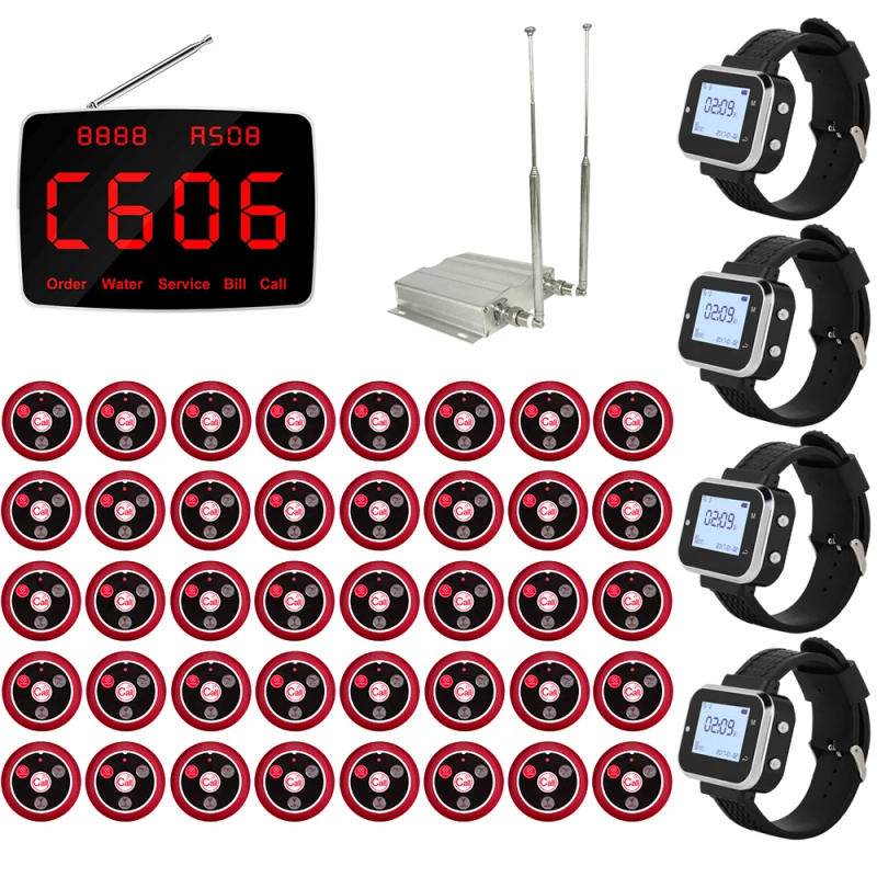 Description Picture 2 of item40 Table Call Buttons 1 Display Monitor 4 Watch Receiver Buzzer 1 Amplifier for Restaurant Wireless Waiter Pager Calling System