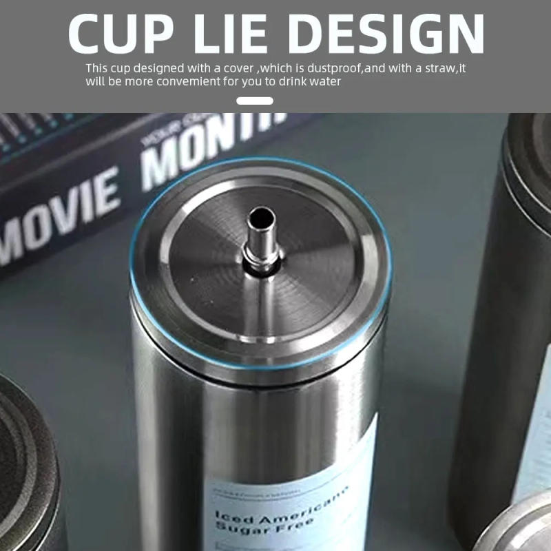 Description Picture 3 of itemCoffee Cup Thermos 304 Stainless Steel Double -layer Cooler Straw Cup Portable Reusable Ins Ice American Coffee Mug Water Bottle