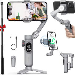 3-Axis Handheld Gimbal Stabilizer Smart X Pro Professional for Smartphone Wireless Charging OLED Display LED Light Focus Wheel
