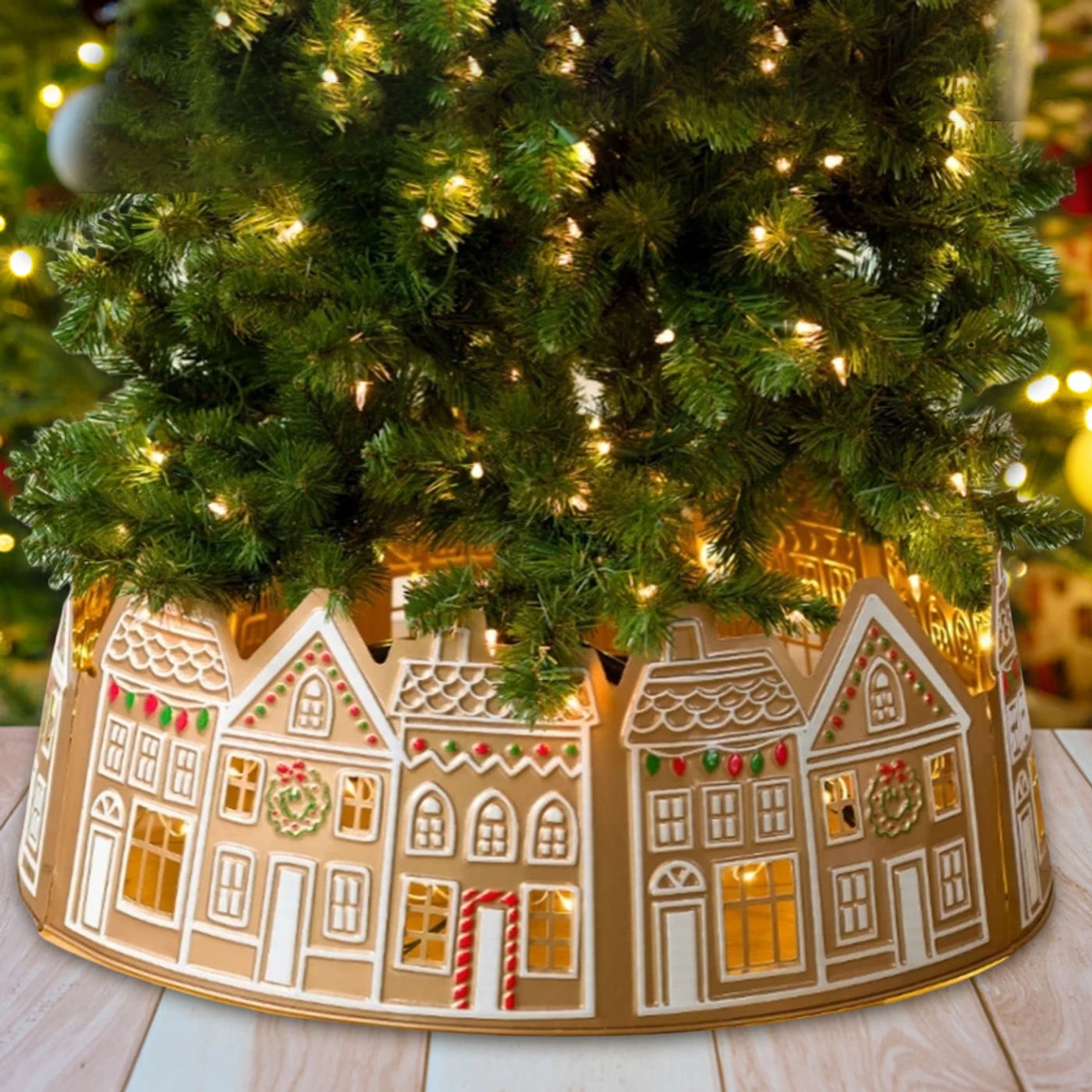 Description Picture 6 of itemChristmas Tree Collar Gingerbread House Tree Skirt Stand Base Cover 26Inch LED Christmas Tree Collar for Holiday Home Decoration