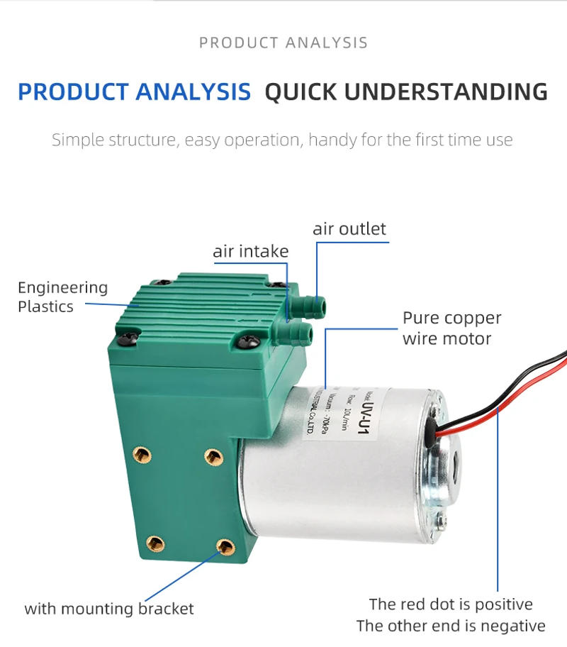 Description Picture 4 of itemDC Vacuum Pump Large Suction Of Diaphragm Pump Small Straight Way Pump UV-U1