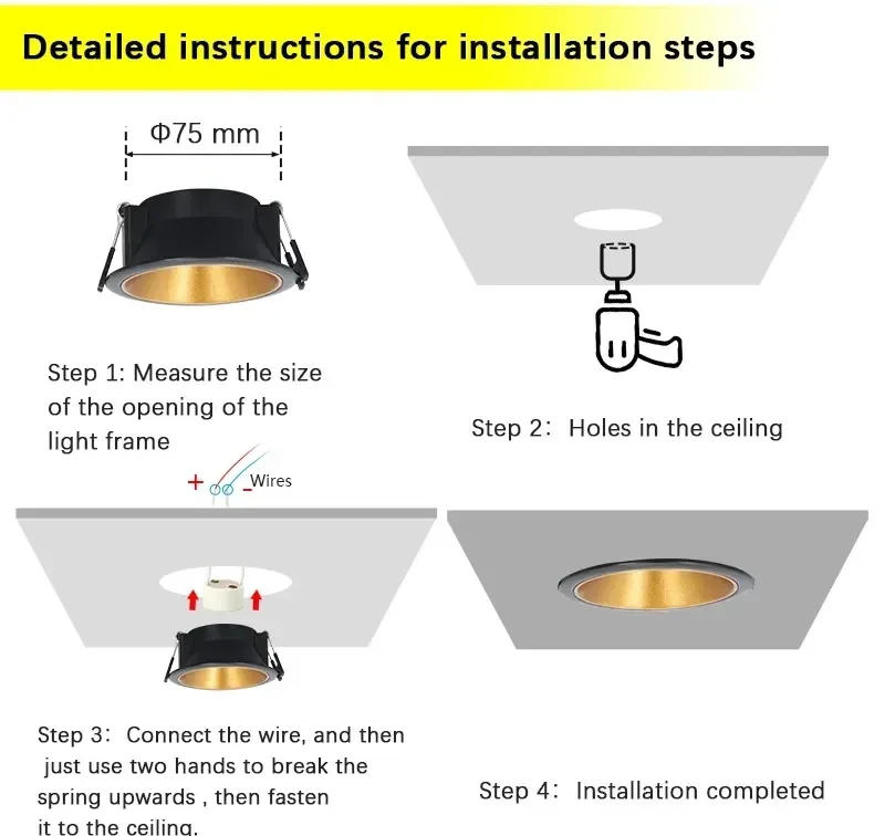 Description Picture 4 of itemAluminium White-Black Spot Lighting Fixture Recessed Mount Frame GU10/MR16 Lamp Holder Spot Lighting Lamp Holder Socket Fitting