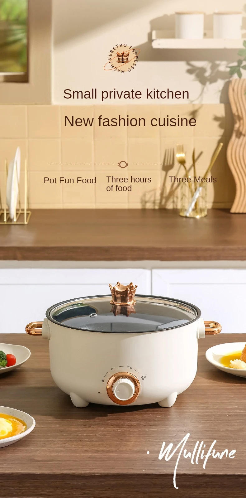 Description Picture 2 of item220V Electric Cooking Machine Non-stick Food Frying Pan Home Hot Pot Household Electric Multi Cooker Rice Cooker