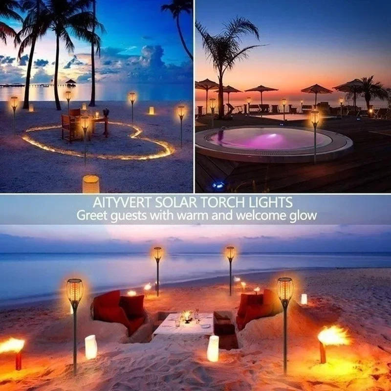 Description Picture 4 of item1/2/4/6/8/10/12Pcs Solar Flame Torch Light Flickering Light Waterproof Garden Decoration Outdoor Lawn Path Yard Patio Floor Lamp