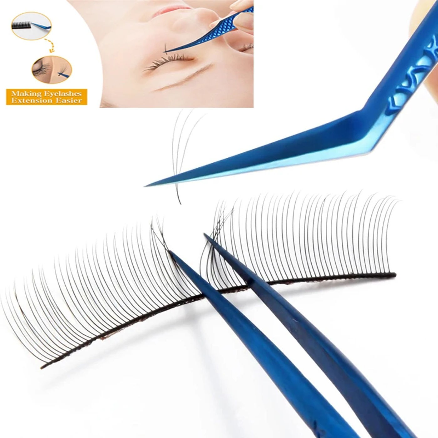 Description Picture 6 of itemFalse Eyelash Tweezers For Fake Eyelashes Extensions Individual Curved Strip Lashes Eyebrow Hair Clip Tongs Nail Art Makeup Tool