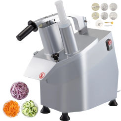 VEVOR Commercial Food Processor 2 Feeding Holes, 550W Electric Stainless Steel Vegetable Slicer 1600 RPM, W/ Detachable 6-blades