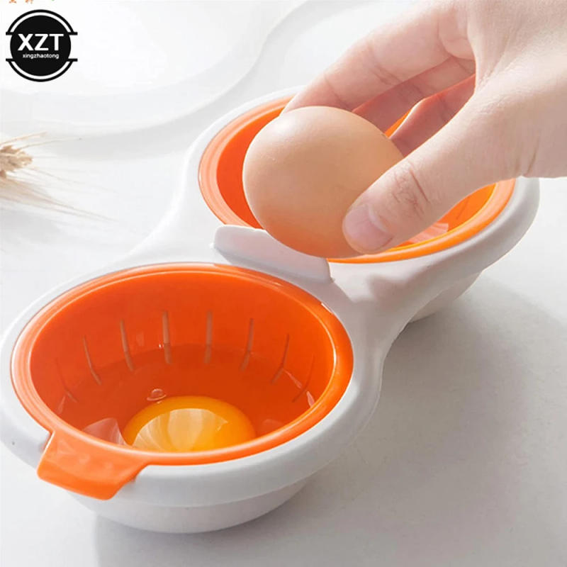Description Picture 2 of itemMicrowave Egg Poacher Food Grades Plastic Cookware Double Cup Egg Boiler Kitchen Steamed Set Cooker Egg Tools