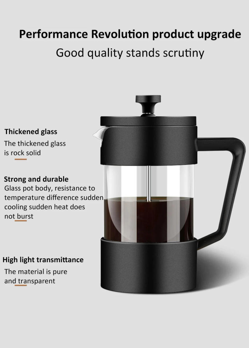 Description Picture 5 of item350ML/600ML/1000ML French Press Coffee Maker Pot With Filter Heat Resistant Borosilicate Glass Brewing Tea Milk Pot Coffee Maker