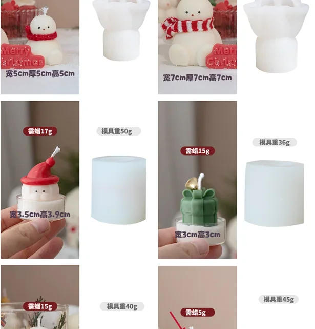 Description Picture 4 of item3D Christmas Tree Candle Silicone Mold DIY Christmas Candle Making Handmade Soap Plaster Resin Mold Christmas Gift Home Decor