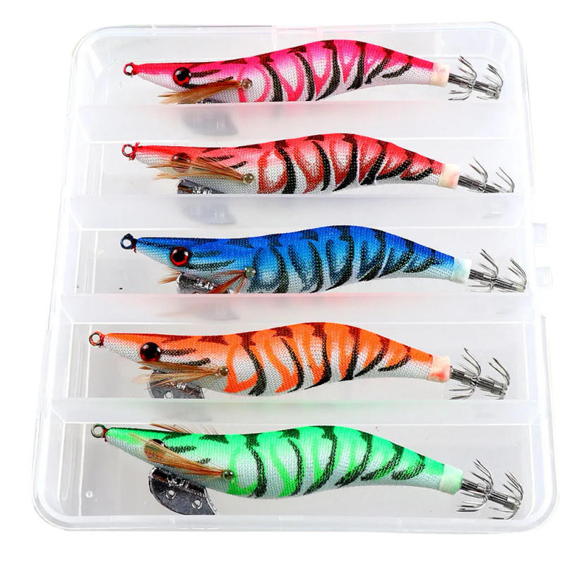 Description Picture 3 of itemLuminous Squid Jig Fishing Lures Artificial Wood Shrimp Lures Cuttlefish Squid Bait Fishing Wobblers Baits