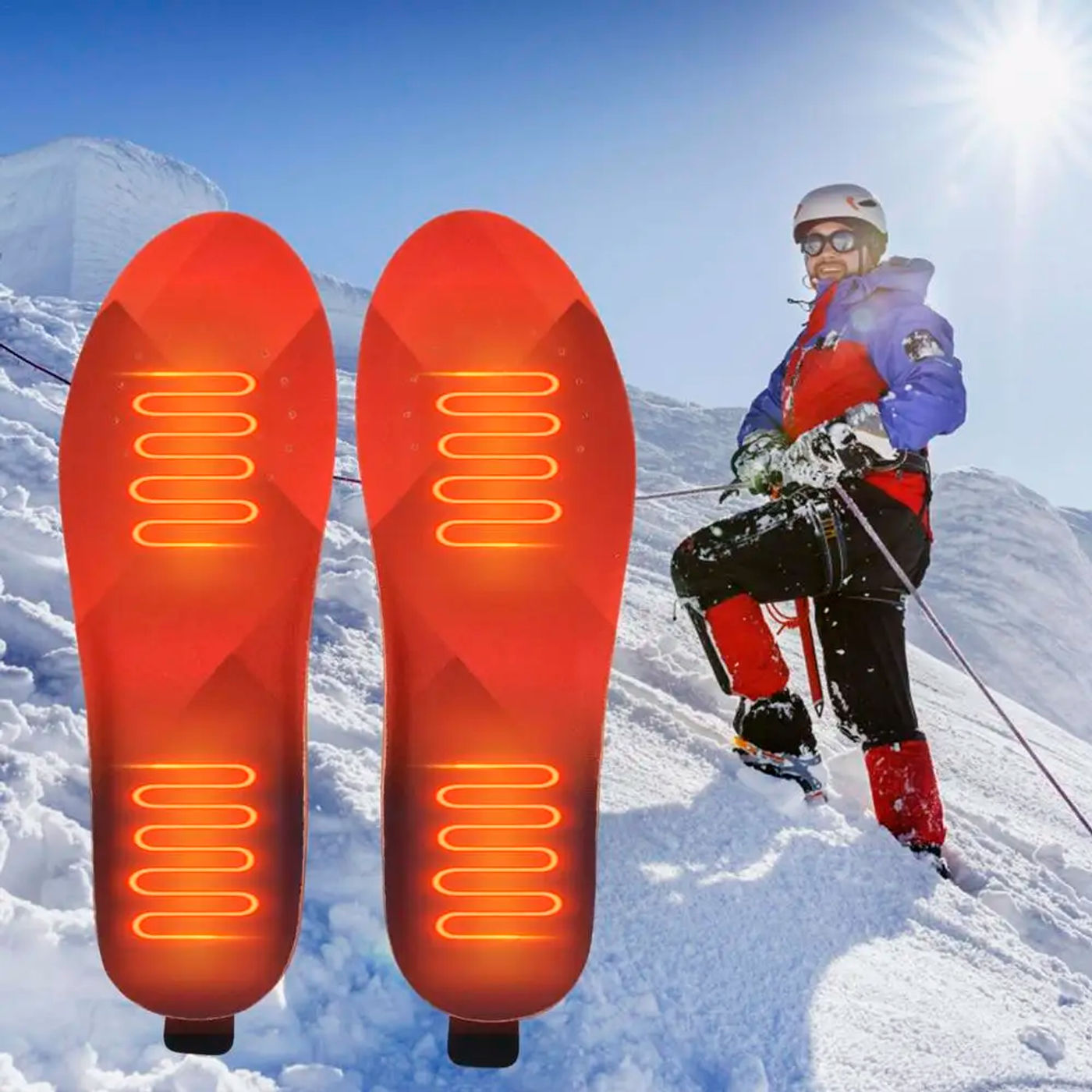 Description Picture 2 of item3300mAh Heated Insole USB Rechargeable Smart Remote Control Foot Warmer Can Be Cut To Size Heated Insoles For Motorcycle Skiing