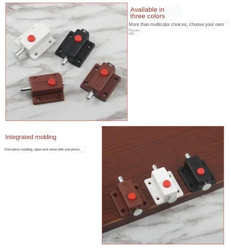 Description Picture 5 of item2pcs  DIY Furniture Hardware Cabinet Box Cupboard Slide Locker Home Door Bolts Latch Lock for Door Window Safety Bolt