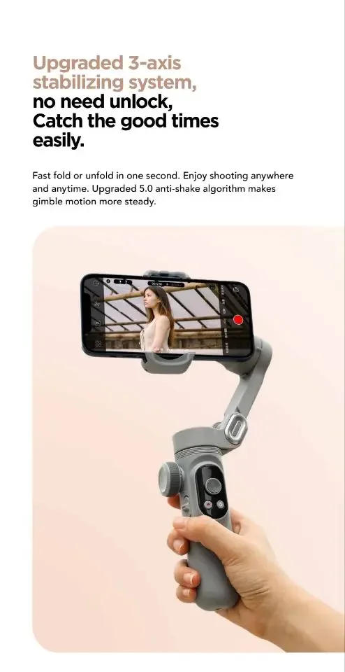 Description Picture 4 of itemAOCHUAN Smart X Pro Handheld Mobile Gimbal SmartPhone Selfie Tiktok Vlog Selfie Stick Live Streaming Video Recording Custom Gift