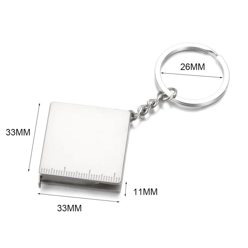 Description Picture 2 of itemStainless Steel Retractable Tape Measures 33mm Mini Square Keychain Centimeter Inch Double Scale Portable Measuring Tools