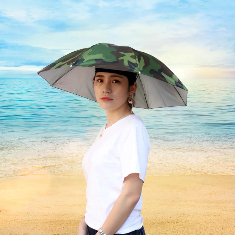 Description Picture 5 of itemFoldable Umbrella Hat Outdoor Fishing Hats Sun Shade Headwear Anti-Rain Head-Mounted Hiking Camping Shade Umbrella Caps