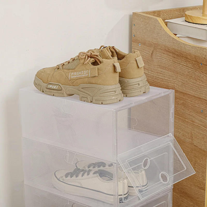 Description Picture 5 of itemFold Plastic Shoes Case Thickened Transparent Drawer Case Plastic Shoe Boxes Stackable Box Shoe Organizer Storage Shoe box