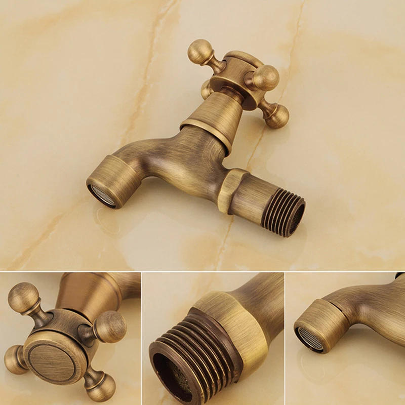 Description Picture 5 of itemAntique Brass Wall Mount Pool Tap Cold Water Faucet Bathroom Accessories Outdoor Sink Garden Taps Decorative Laundry Bibcock