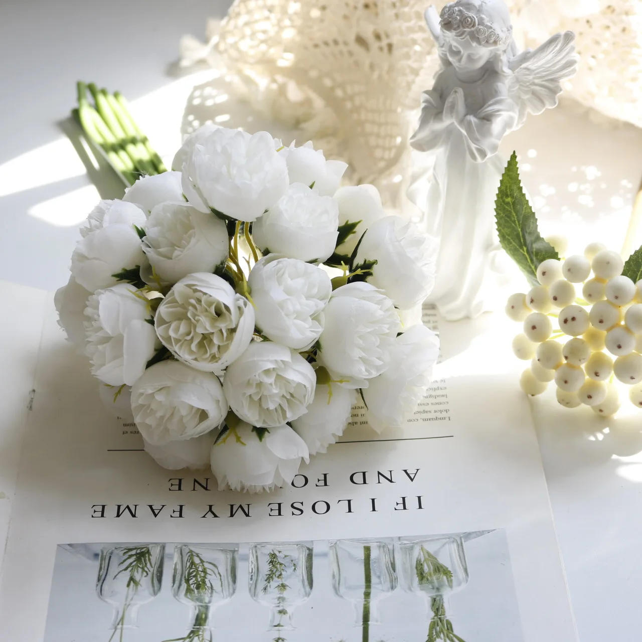 Description Picture 6 of itemRose Pink Peony Artificial Flowers Silk Bouquet 27heads Roses Fake Flower for Table Vase Arrange Home Wedding Decoration Flowers