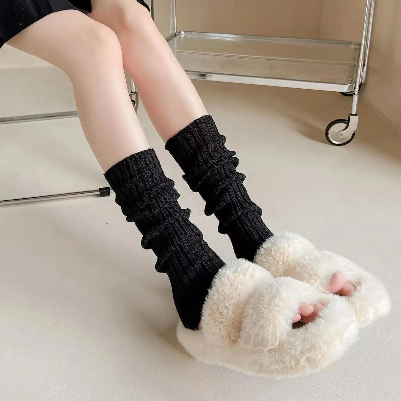 Description Picture 4 of itemLolita Leg Warmers Women Long Socks Wool Knitted Foot Cover Arm Warmer Y2K Autumn Winter Crochet Heap Socks Boot Cuffs Stockings